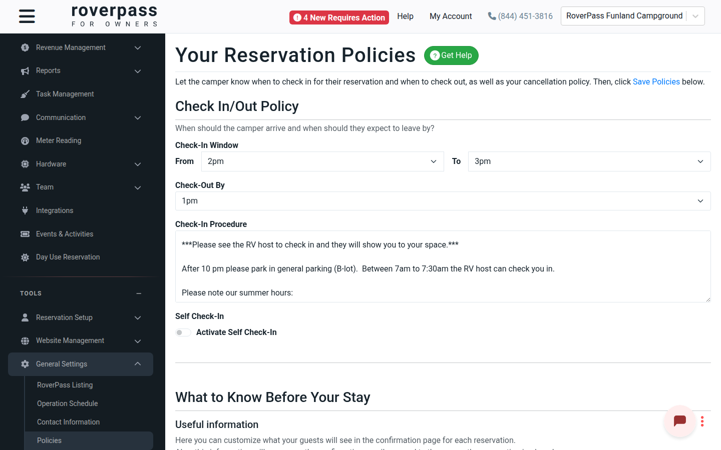 Sidebar with Policies highlighted